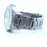 IceTime BLING 45mm Men's White Silver Steel Watch Iced 0.25ct Diamonds